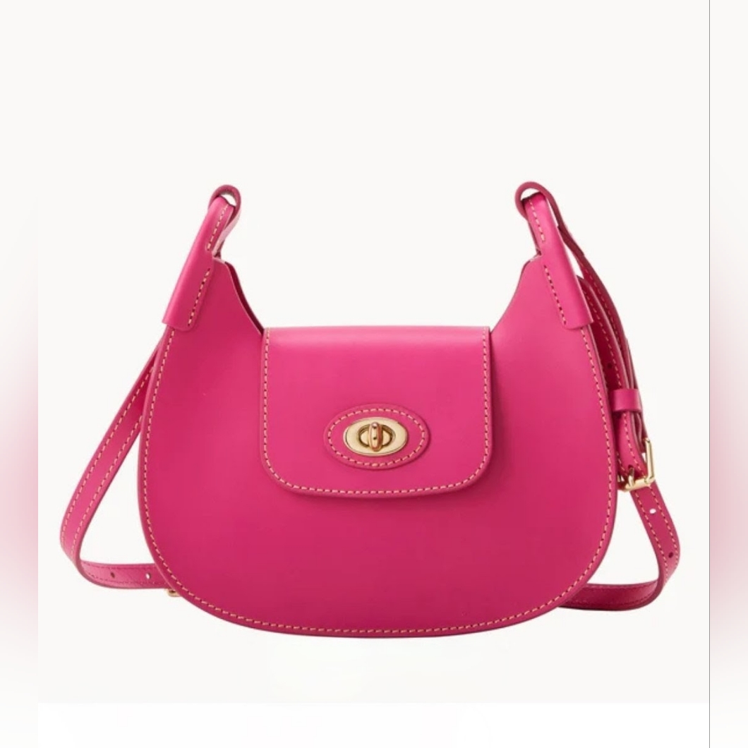 Nwt! Dooney & Bourke Smooth Leather Crossbody Hobo In Hot Pink